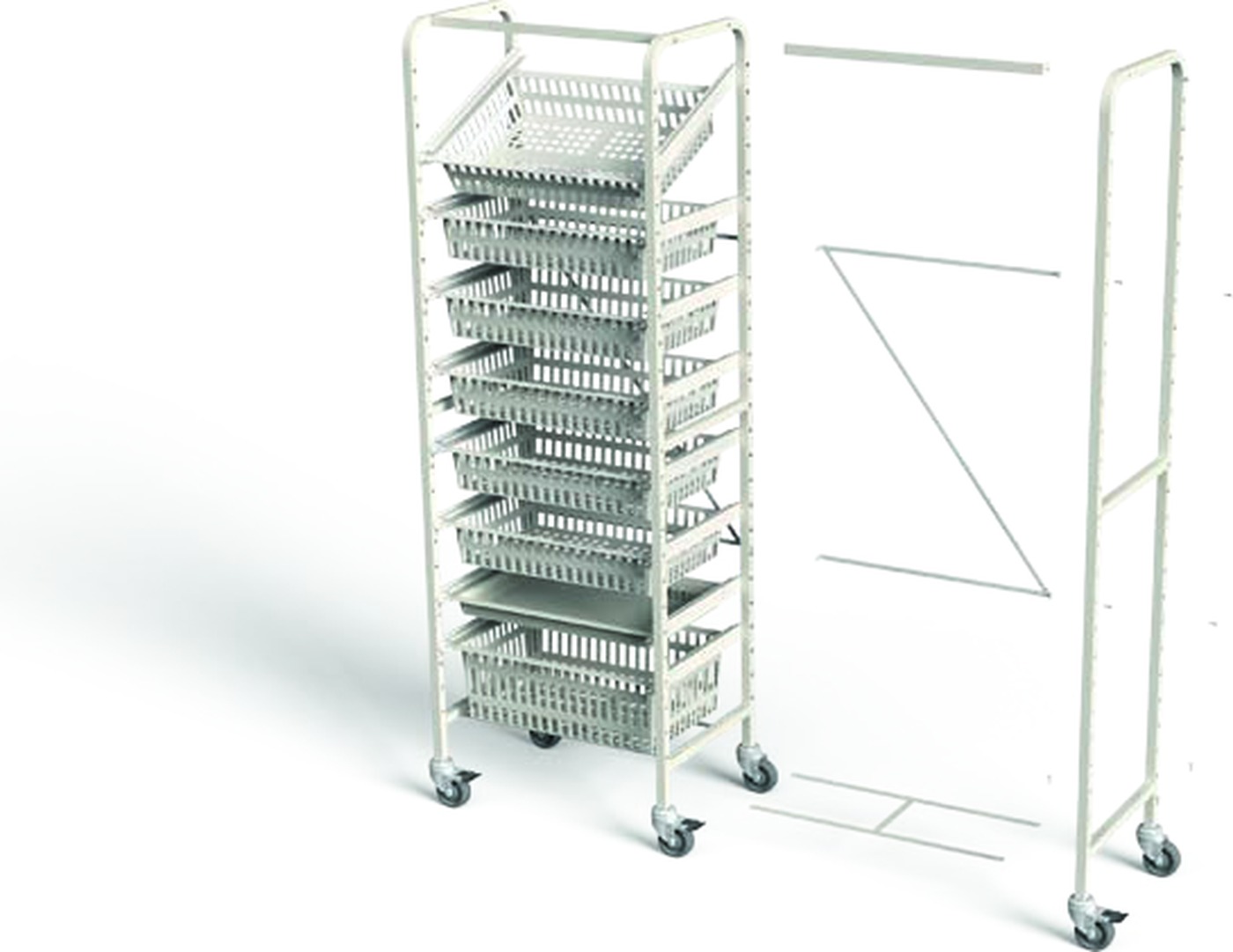 UR40-Start rack beside a UR40-Add module showing how the add-on frame attaches to widen the rack from 26 to 52 inches