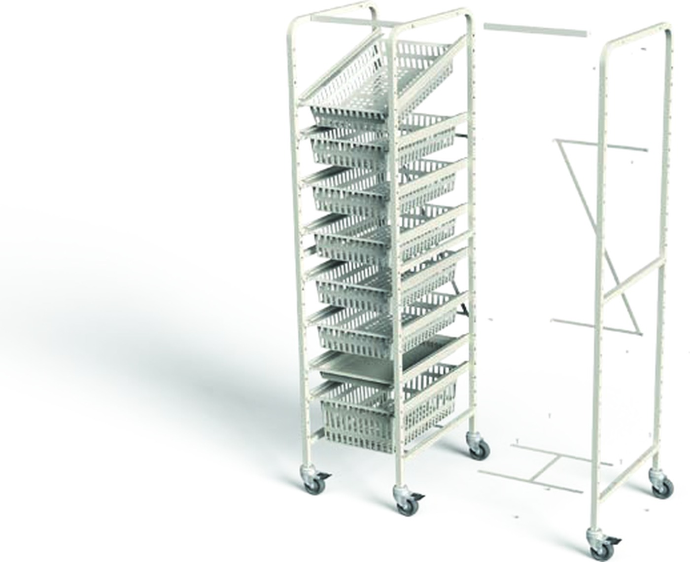 UR60-Start rack beside a UR60-Add module showing how the add-on frame attaches to widen the rack from 18 to 36 inches