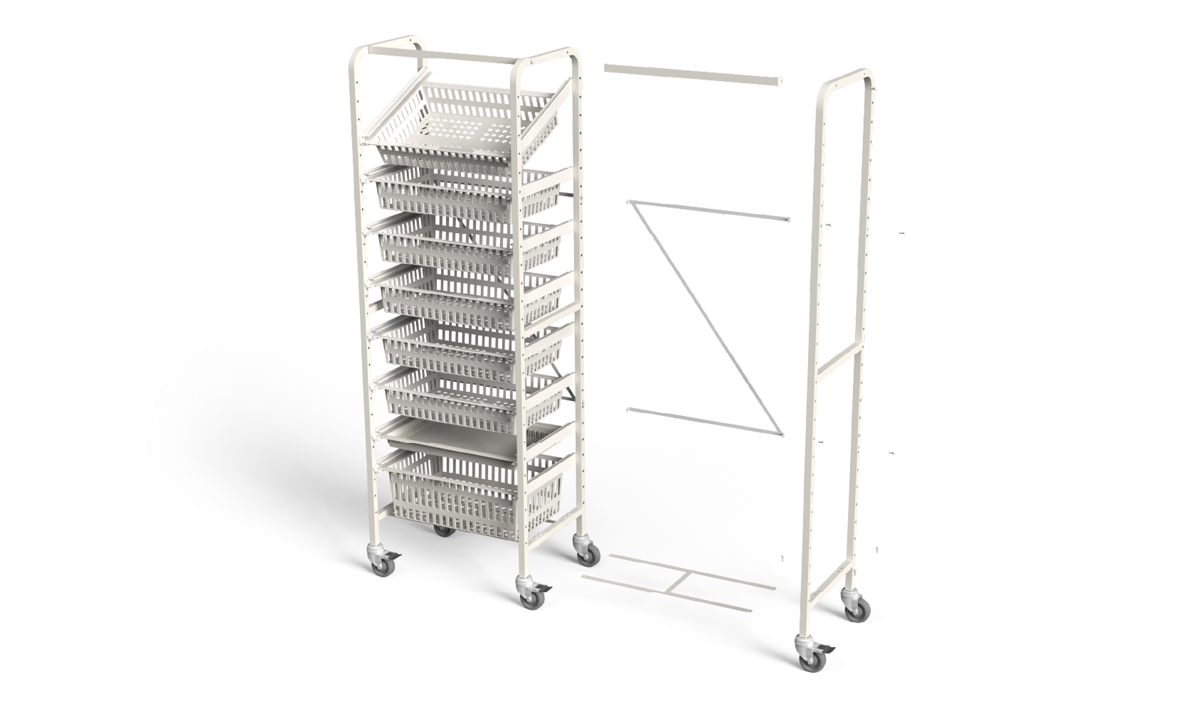 Open high density storage rack UR40 (shallow depth), exploded view