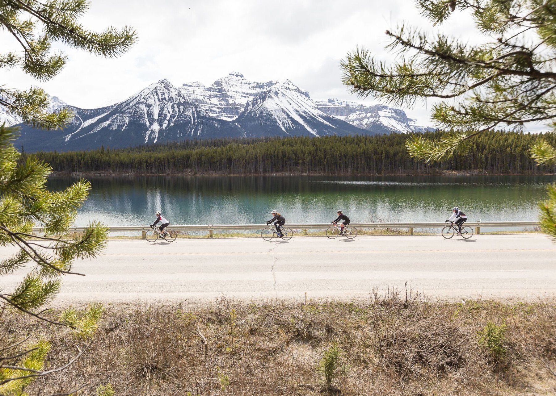 Don't forget to look around as you cycle. Herbert Lake near Lake Louise