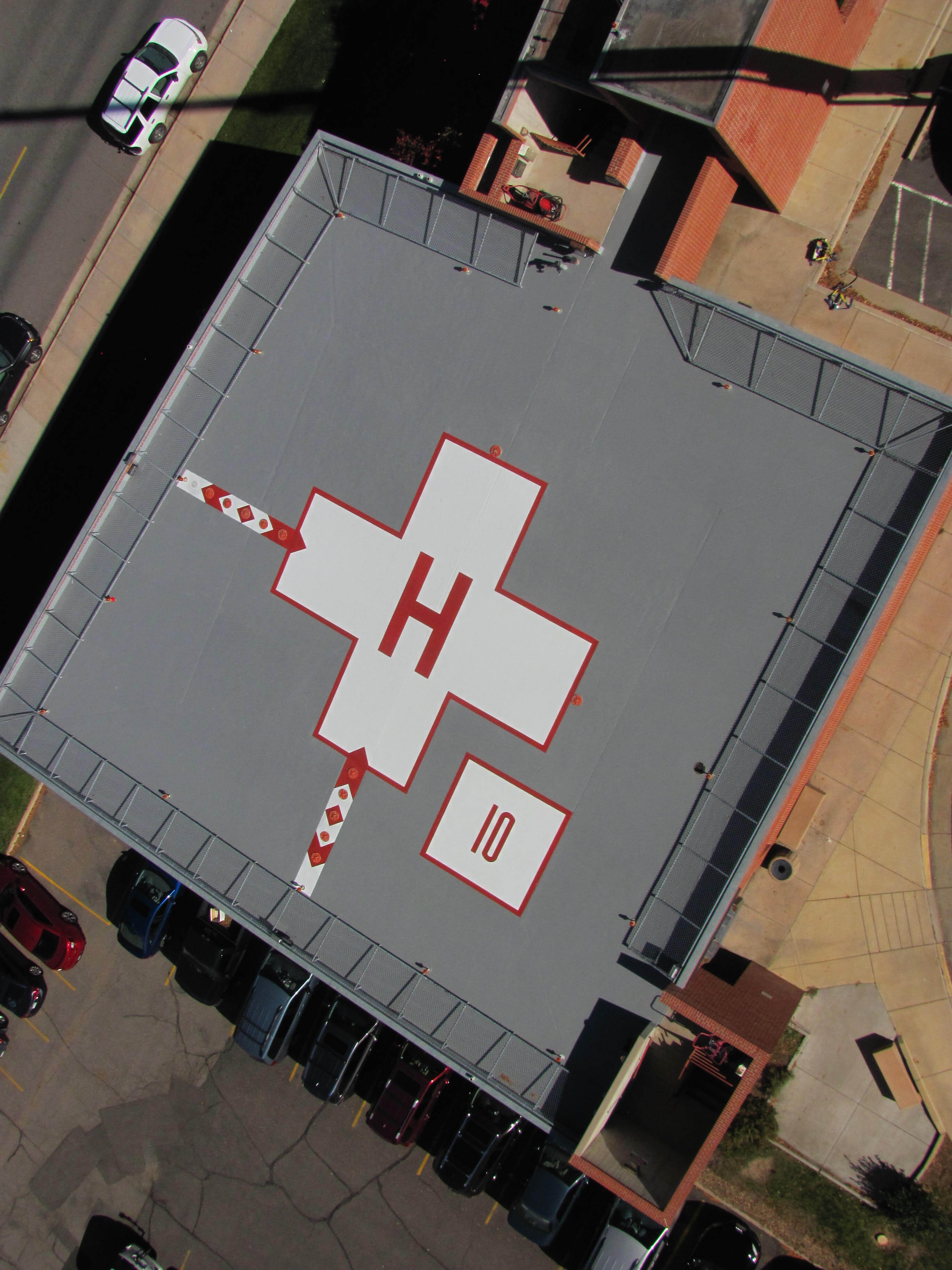 Repaired and coated rooftop helicopter pad at Porter Adventist Hospital