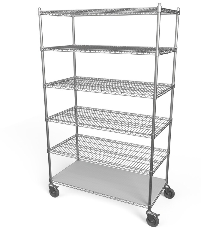 74″ post 6 shelves post chrome wire cart 153-DW74X6C