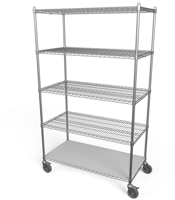 74″ post 5 shelves post chrome wire cart 153-DW74X5C