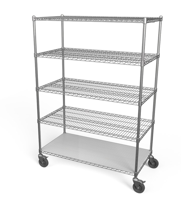 63″ post 5 shelves post chrome wire cart 153-DW63X5C